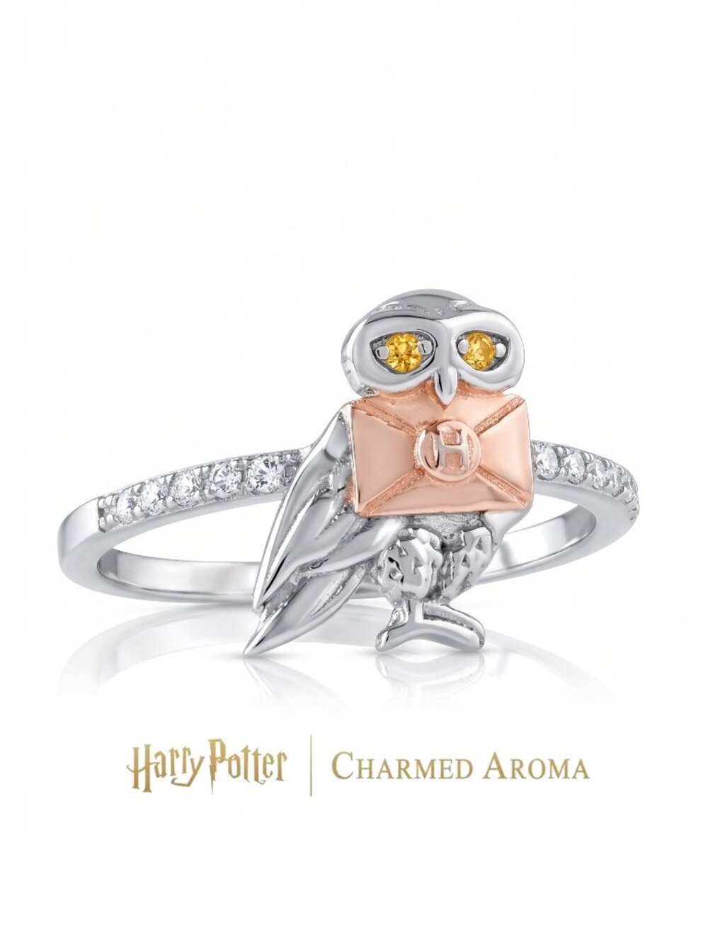 Harry Potter Hedwig Owl Ring, 925 Sterling Silver Charmed Aroma